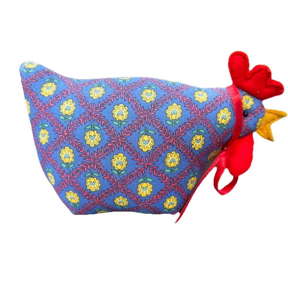 VTG Made In USA, Collectible Creations Blue Stuffed Rooster Handmade Folksy Farm